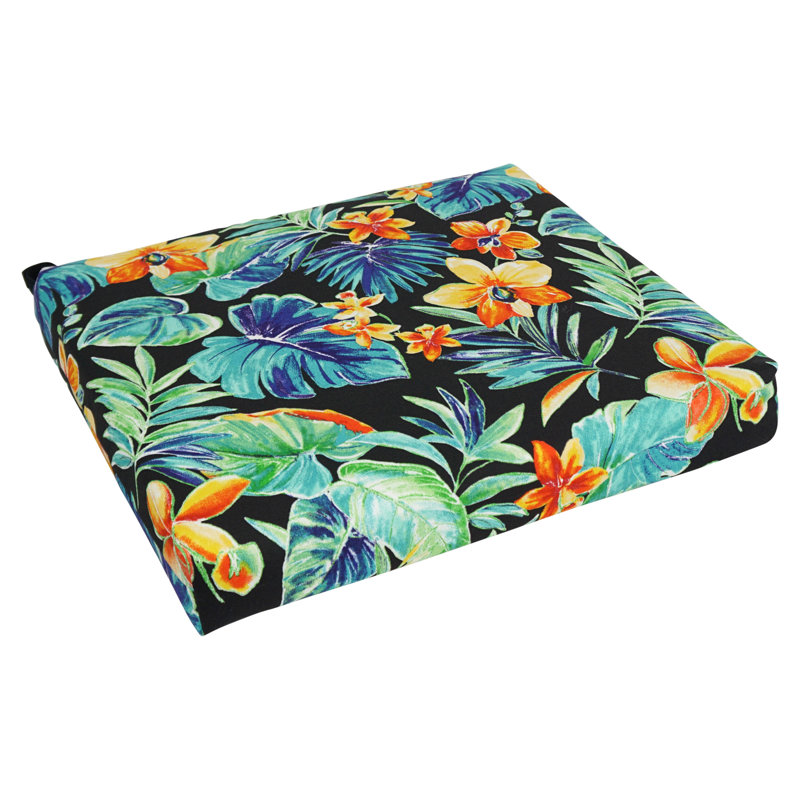Outdoor 3'' Dining Chair Seat Cushion, Black/Blue