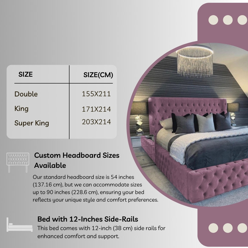 Aliyannah Upholstered Ottoman Storage Bed, Lilac, Double (4'6)