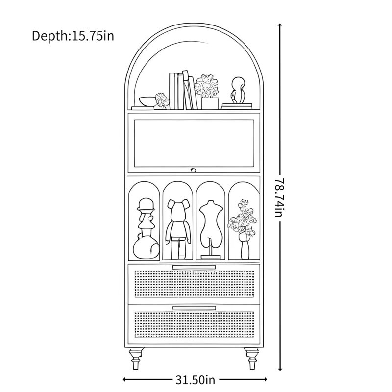 Vitrine arquée French French, Brun