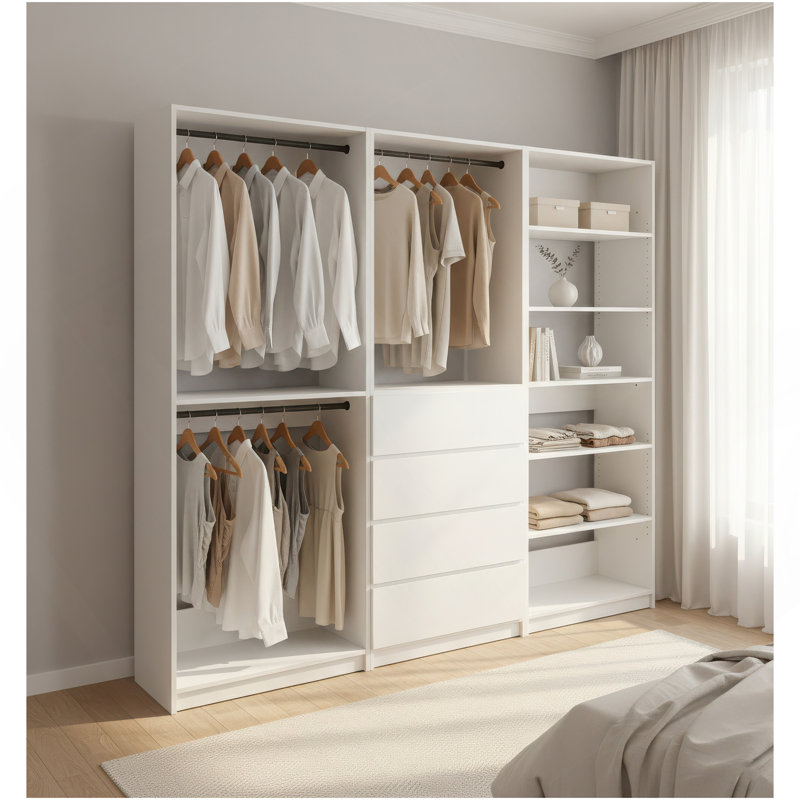 Prosper White Freestanding Walk In Wood Closet System