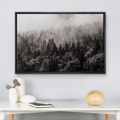 Woodland Forest Landscape " Misty Forest In Black And White "