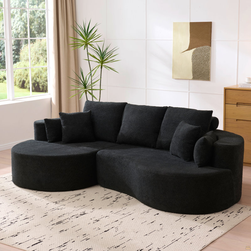 Canapé modulaire incurvé en tissu, Tissu noir
