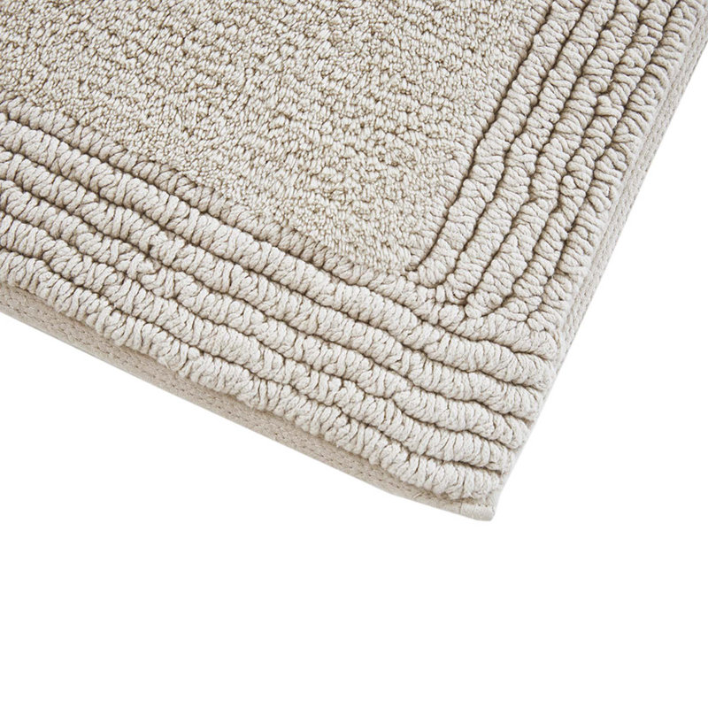 Hridya 100% Cotton Tufted Reversible Bath Rug, 24"W x 72"L, Natural