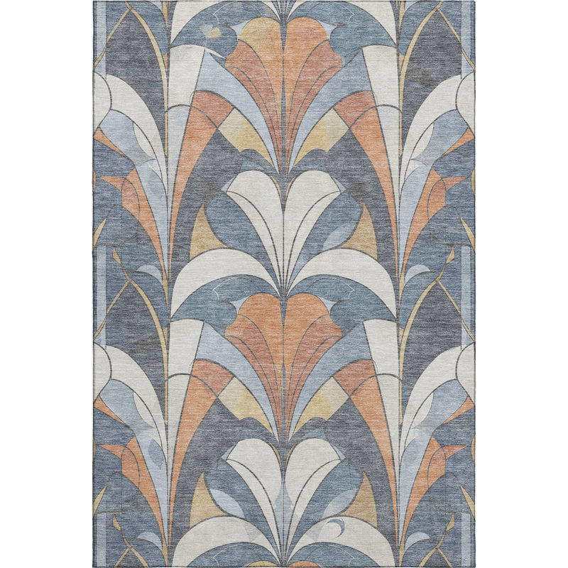 Premium Machine Washable Mayfield modern Rug, Denim, 10' x 14'