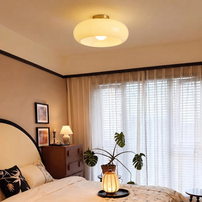 Glass Semi Flush Mount Beige