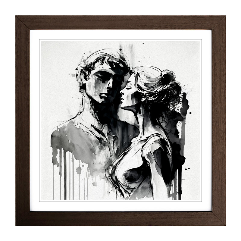 Lovers Ink Wash - Framed Print, Walnut