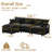 Black Chenille Modular Sectional Sofa, Double Layer Support Couch with 5 Pillows & Side Storage Pocket,Movable Ottoman-1274976950