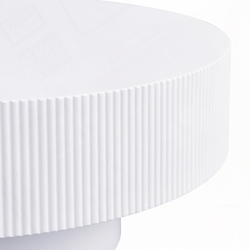 Round Coffee Table with 6.8" Thick Tabletop, White