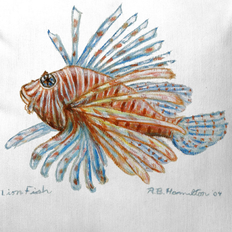 Lion Fish Outdoor Square Pillow Cover & Insert, Square 12"