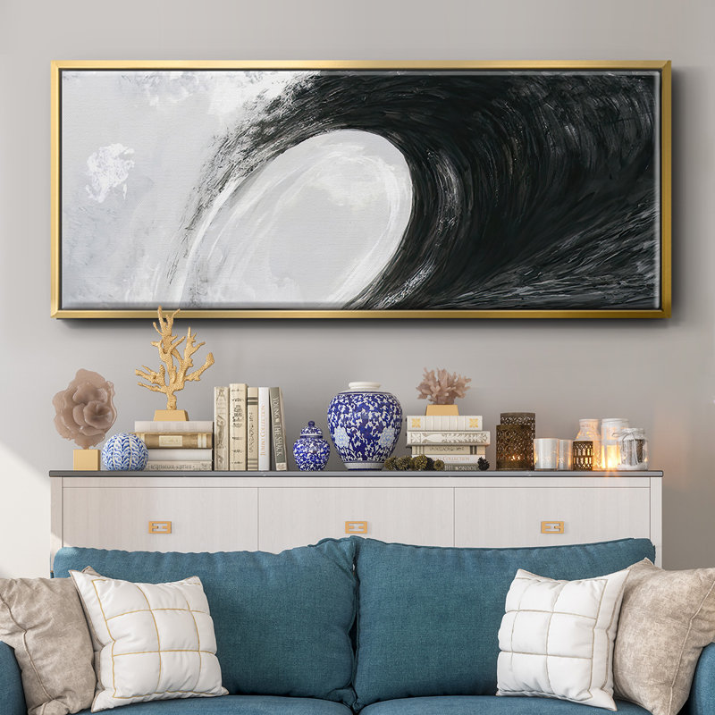 Black & White Waves IV - Framed Canvas