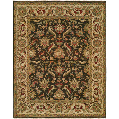 Tapis brun en laine noué à la main Steyning