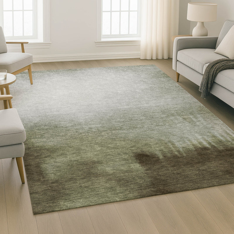 Premium Machine Washable Mayfield AMF2420 Ombre Rug, Celery, 5' x 7'6"