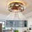 Caged Ceiling Fans With Lights Black, 20 Inch Flush Mount Ceiling Fan Light, Farmhouse Small Ceiling Fan With Light Fixture, Reversible Fan For Bedroom (Including E26 Bulbs)