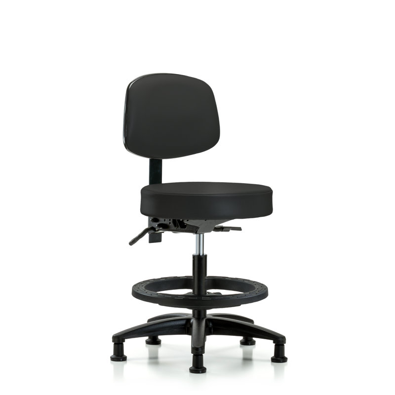 Tabouret de laboratoire Saige, Noir, Patins