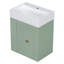 Meuble-lavabo de 20 po avec lavabo en céramique, poignée dorée et tablettes de rangement latérales-939302182