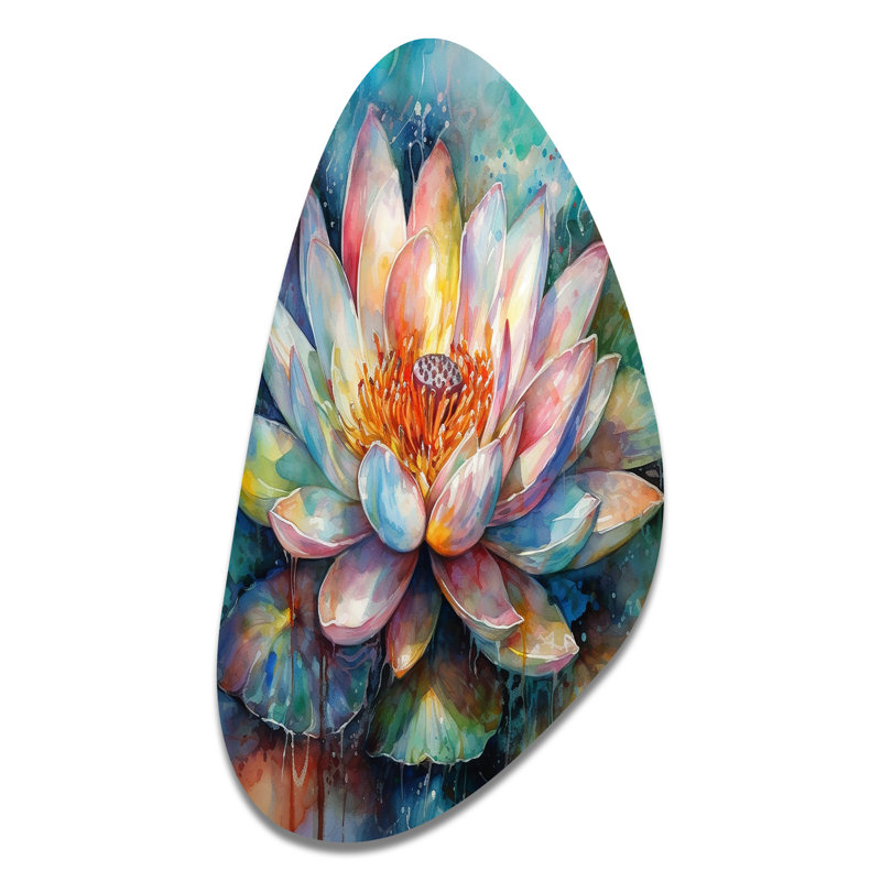 Navarrette - art mural asymétrique en forme de lotus en métal, H 31 po x l 17 po