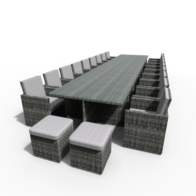 Wicker Patio Dining Set with Rectangular Table , Cushions Included