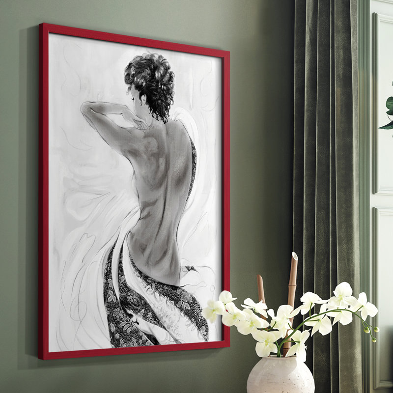 «Solitude S Croquis II», reproduction encadrée - bois massif, Blanc, H 28 po x l 22 po