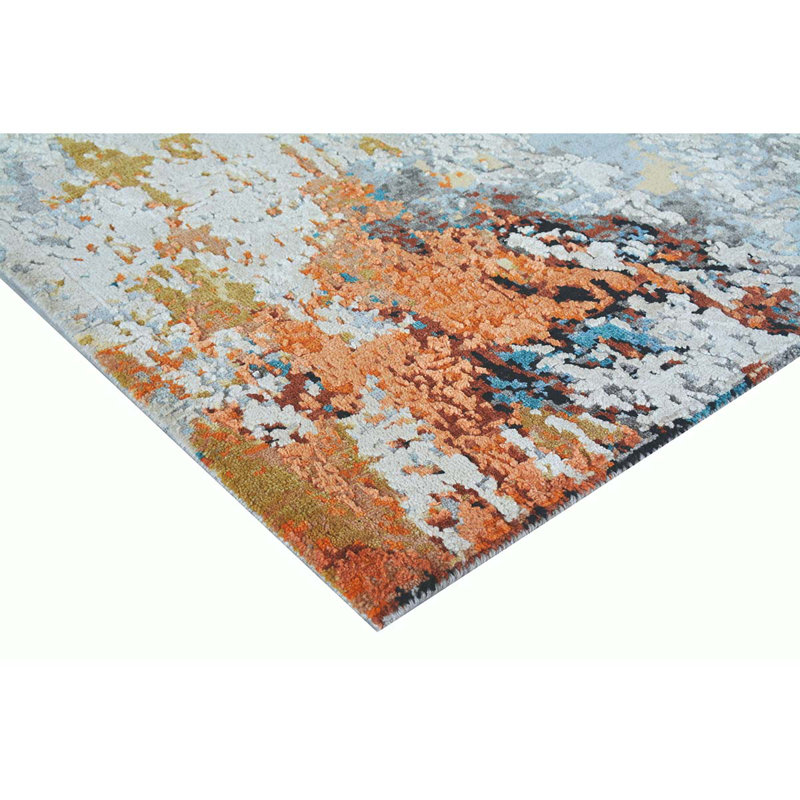 Hand Knotted Abstract Area Rug, Rectangle 4' x 6'