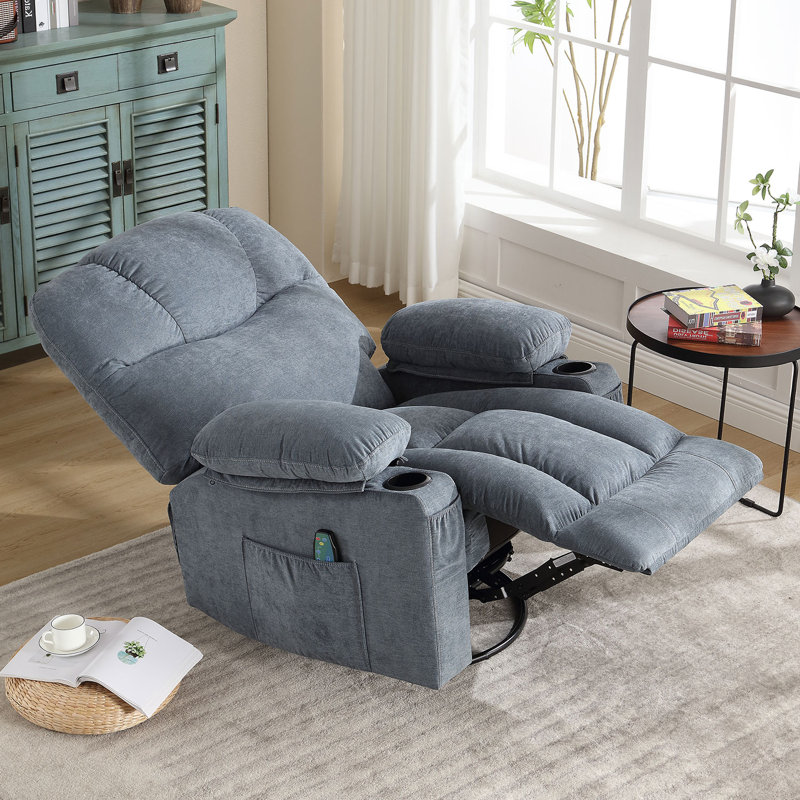 Fauteuil inclinable pivotant Corston, Mélange de lin bleu