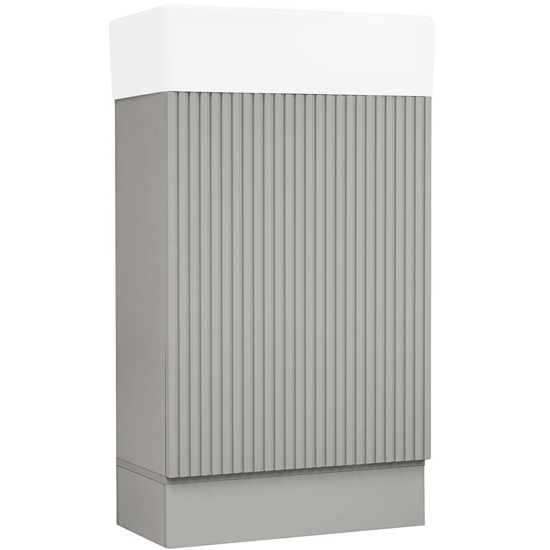 Meuble-lavabo gris 18,6 po avec planche et lavabo en céramique, système de tablettes combinables, Gris