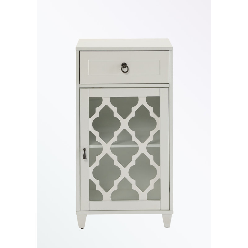 Table de bout avec rangement Krayson, Blanc