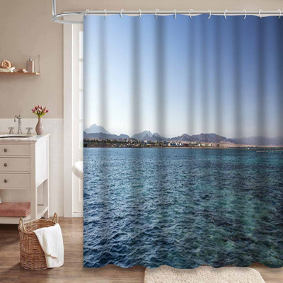 Sea Pier, bleu, eau, vert, palmiers, montagnes, Afrique, plage, avec 12 crochets
