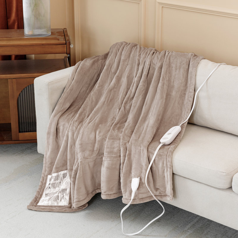  Jeté chauffant 1 pièce Microplush, Taupe