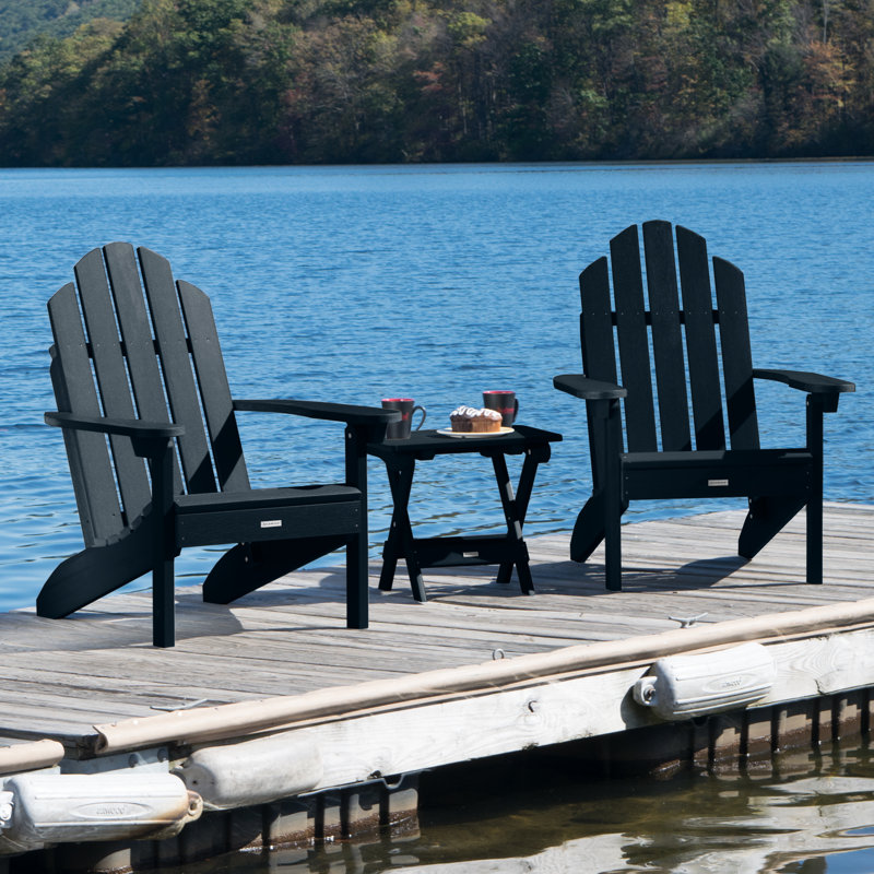 Anette Outdoor Adirondack Chair With Table, Federal Blue