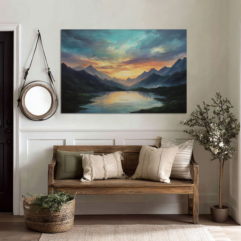 Art mural sur toile Mountain Lake Sunset, L 36 po x H 24 po