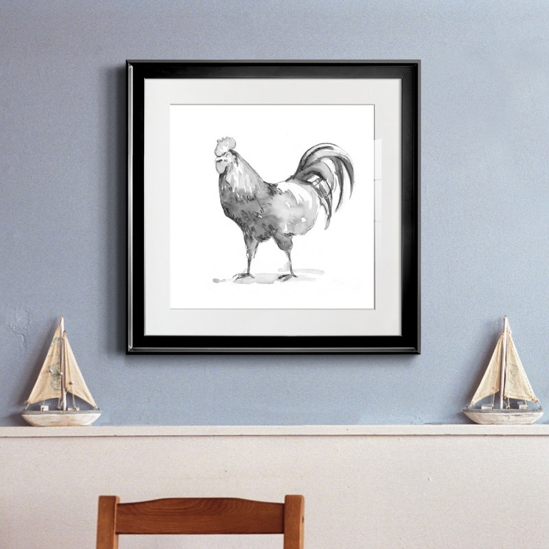 «Barn Fowl I», reproduction encadrée de qualité supérieure - prête à être accrochée, H 17,5 po x l 17,5 po x P 1,5 po, Blanc
