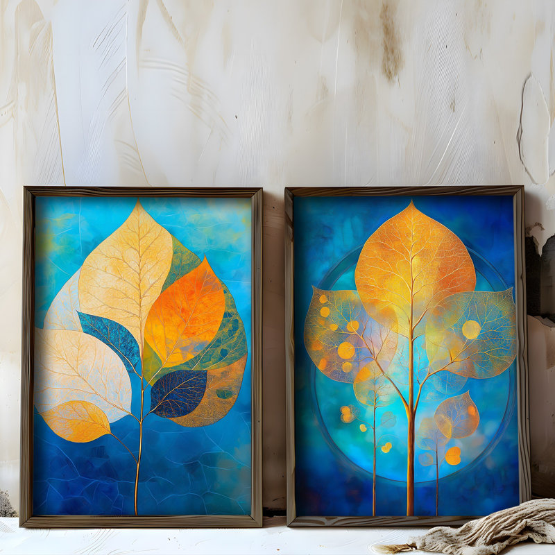 Elegant Decorative Framed MDF Paintings (2 Pieces), Pine Wood Frame, 27.6 x 19.7 x 0.1 inches | 100% MDF, Thickness: 0.1 inches | UV Printed Artwork, Perfect for Living Room & Office Décor, Stylish & Modern Design