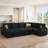 U Shape Sectional Sofa with Pull Out Bed, Sleeper Sectional Couch with Storage, Black-93679248