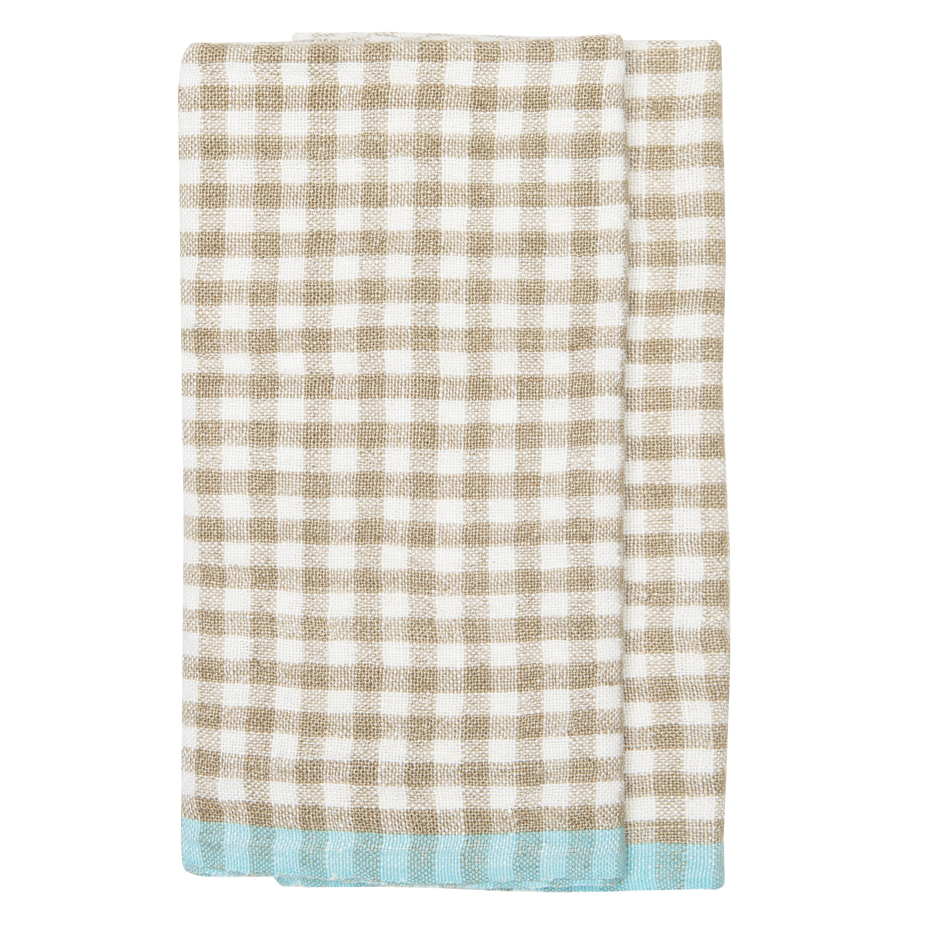 Caravan Gingham Tea Towels, Set of 2 - Grey/Dijon