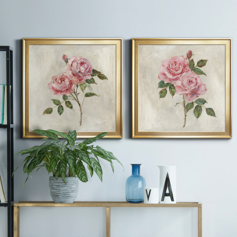 Botanical Beauties I - 2 pièces, reproduction d'art sur toile, Or, H 34,5 po x l 69 po x P 1,5 po