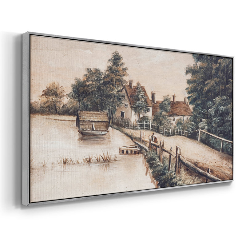 Série paysage -MXLII- Toile tendue avec châssis tendue, prête à être accrochée, H 21 po x l 41 po, Argent argent