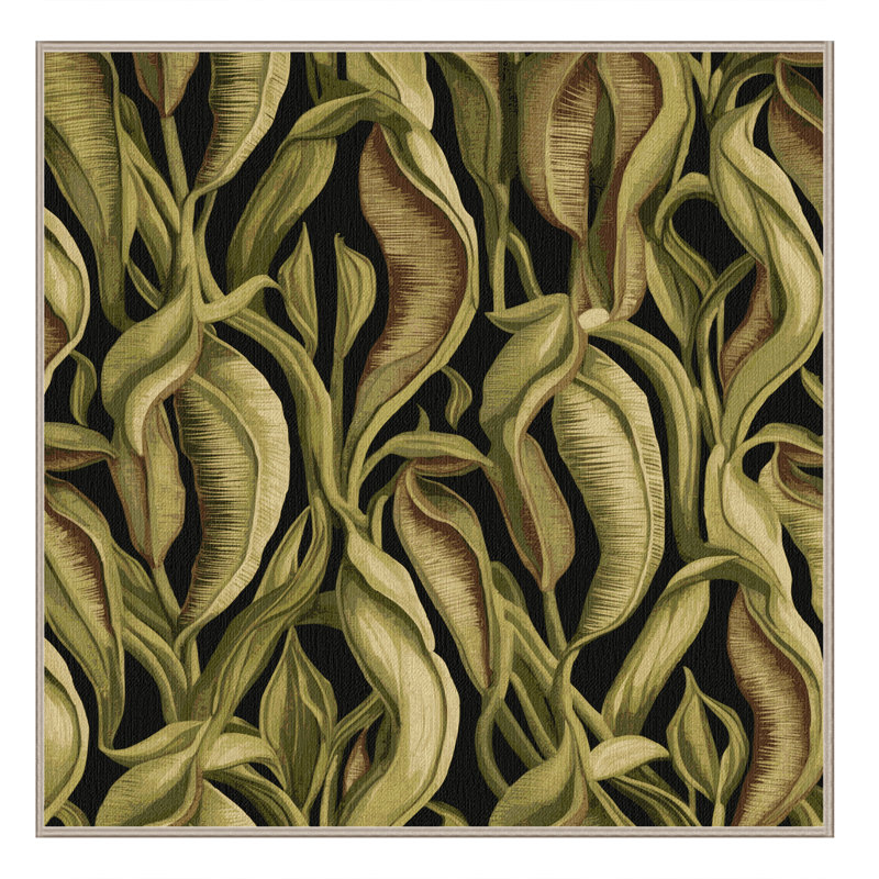 Tapis botanique brun lavable à la machine, Carré 4 pi