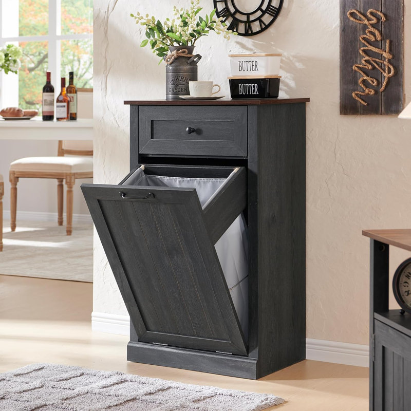 Tilted Laundry Basket Cabinet