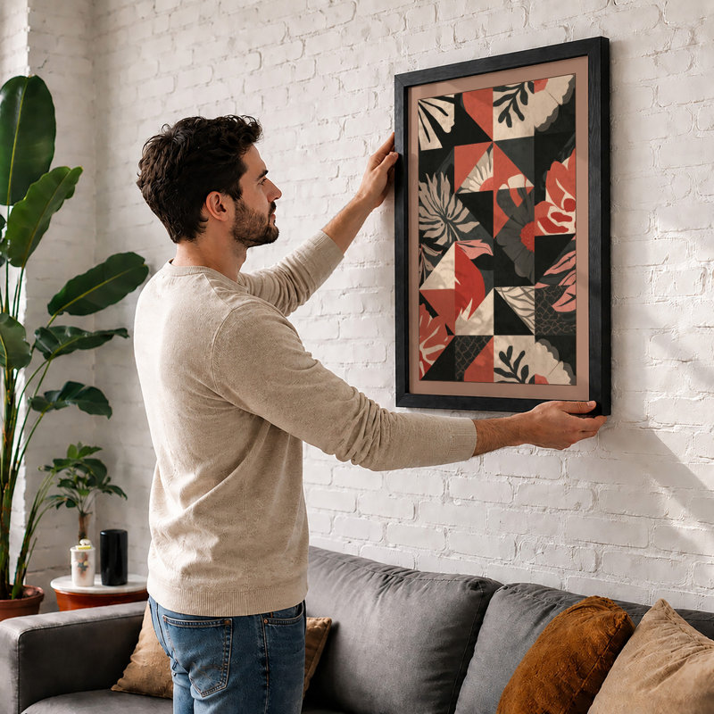 Fragmented Botanicals Mid-Century - Framed Print, A3 - 42.0 x 29.7 cm, White