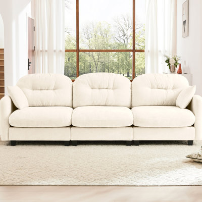 Canapé modulaire beige à trois sections avec une éponge à haute résilience, des coussins et une combinaison flexible pour les espaces de vie avec housse en chenille douce Spring Pack Relaxing In Homes