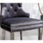 Paire de chaises en velours gris - garniture cloutée, fabrication en bois massif et pieds en acier inoxydable 2 pièces avec garniture autour du siège arrière, étable-1216978550