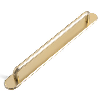 Round Bar Cabinet Pulls with Decorative Backplate, Solid Metal Furniture Handles in Antique Brass & Champagne Bronze