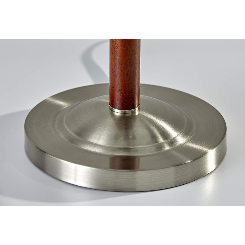 Lexington Walnut and Satin Steel Table Lamp with Frosted Glass Shade