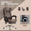 Fauteuil de bureau de massage à dossier haut de 24,5 pouces de large, siège inclinable en tissu de couleur brune avec repose-pieds rétractable Home Office-503331338