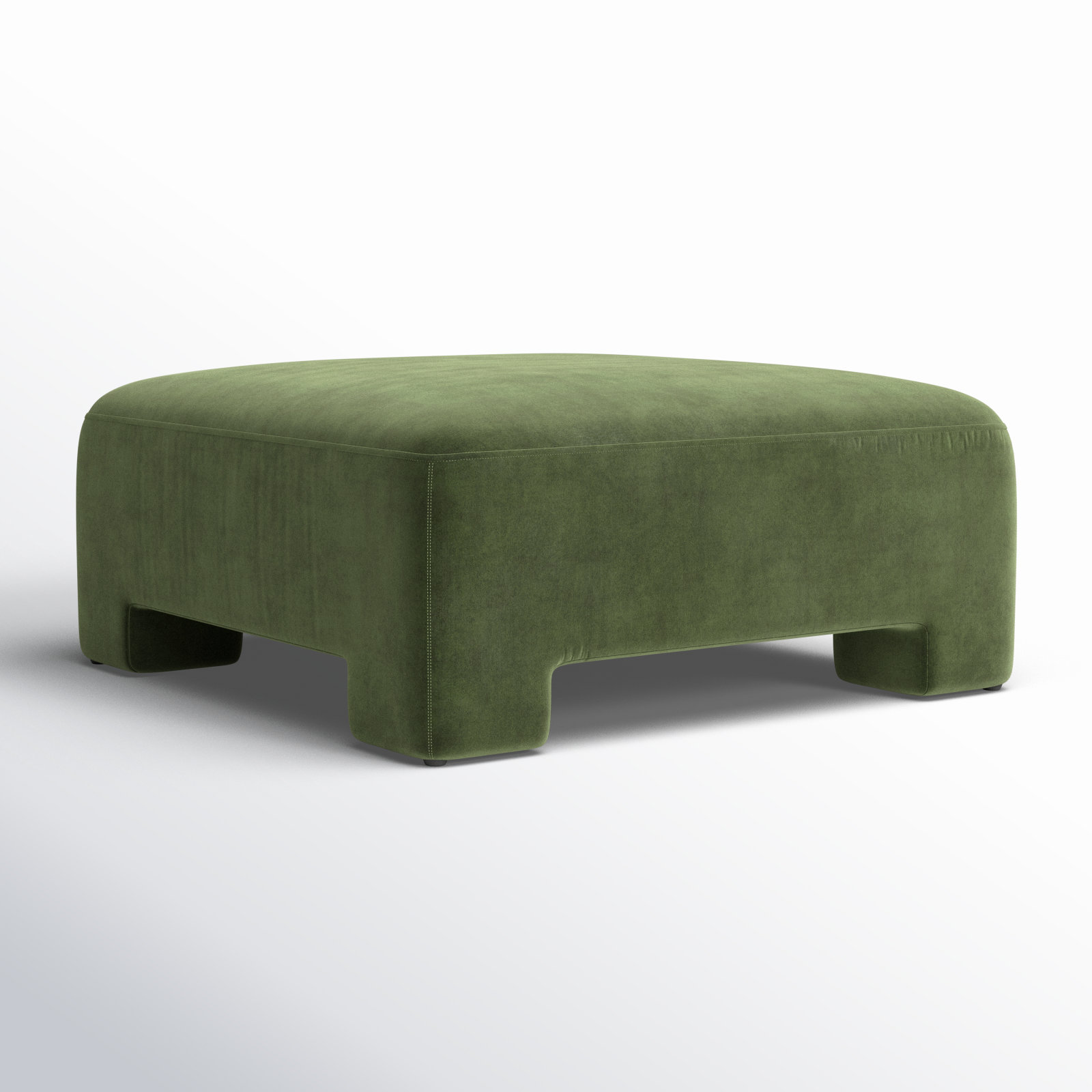 Anya 38" Linen Upholstered Ottoman, Falkirk Military Green Velvet