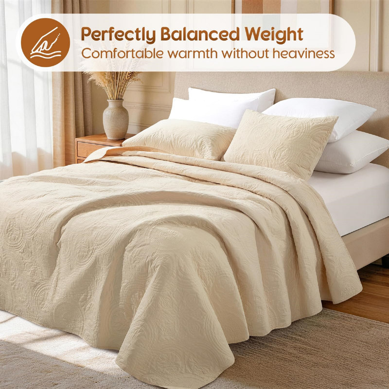3-Piece 100% Cotton Paisley Quilt Set