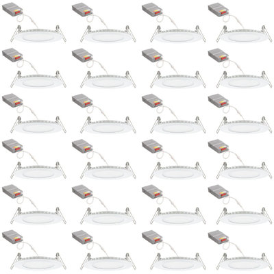 4in Flat Canless Wafer Downlight, Switchable White 2700K-5000K, Matte White 24 pack
