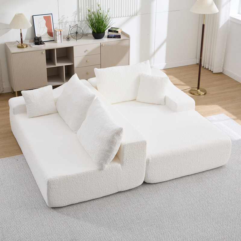 Boneless Anglica 2-Piece Modern Soft Compression Modular Sectional Sofa With Textured Fabric, 3-Seater Sofa & Left Chaise For Living Room