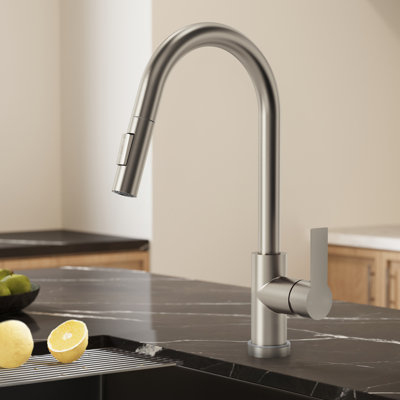 Pull Down Sprayer Kitchen Sink Faucet, Single Handle Kitchen Faucet with LED Light Base