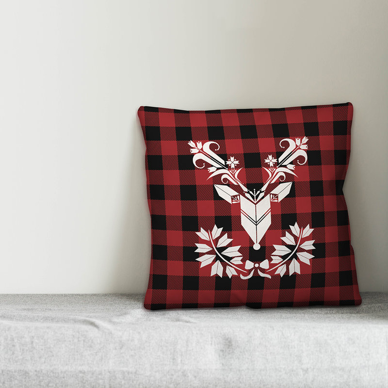  Housse de coussin Ornamental Reindeer, 16 po x 1 po, Polyester/ Bourre en polyester